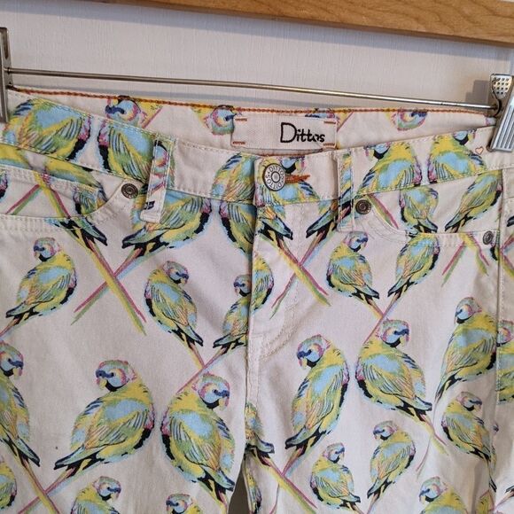 Dittos Parrot low rise jeggins size 27 animal graphic pants A3 - Picture 7 of 11